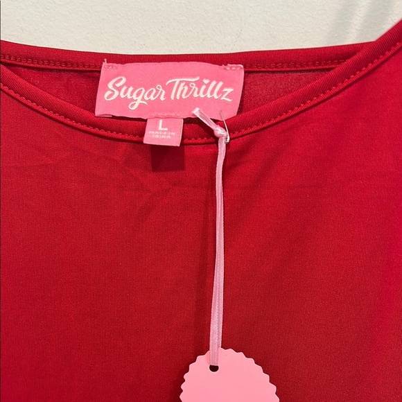 Sugar Thrillz Elegant Red Spaghetti Strap mini slip dress new - Picture 2 of 5